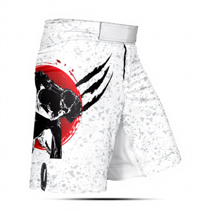 Pantalones Cortos de MMA Transpirables y Elásticos Personalizados para BJJ Grappling, con Gráficos Blancos, para Entrenamiento de Artes Marciales y Gimnasio - Product Image 1