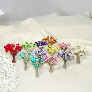 pohon diy rumah boneka Suppliers-Miniatur Bunga Kering Kecil Buatan Bunga Mawar Rumah Boneka Peri Taman Mini Tanaman Pohon Banyak Warna Dekorasi untuk Rumah Boneka