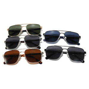 2025 nueva moda diseñador de lujo gafas de sol doble puente Vintage oro gafas de sol Retro logotipo personalizado gafas de sol de Metal para hombres - Product Image 3