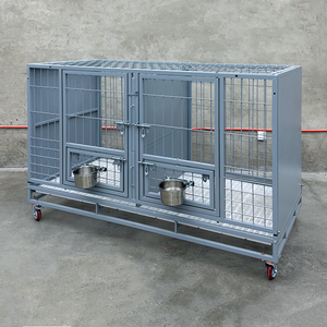Fournitures pour animaux de compagnie Cage à chien pliable en tuyau de fer ovale de haute qualité 48 pouces Cage de transport empilable pour chien avec roues - Product Image 3