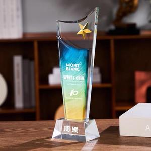 Trofeo <span class=keywords><strong>de</strong></span> Cristal Personalizado con Impresión UV, Diseño Duradero <span class=keywords><strong>de</strong></span> Estrella Dorada y Plateada para Regalos en Ferias Comerciales - Product Image 6