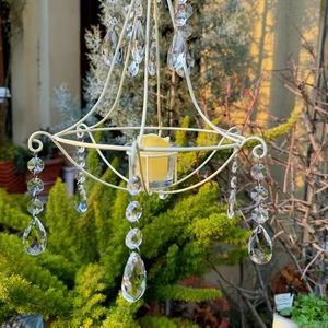 Lanterne à bougie suspendue en métal style shabby chic, résistante aux intempéries, pour l'intérieur et l'extérieur, avec attrape-soleil en <span class=keywords><strong>cristal</strong></span> - Product Image 2
