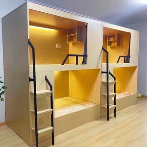 Cama litera de madera de fábrica para hotel, albergue juvenil, apartamento privado, cápsulas de dormir con diseño inspirado en cápsulas espaciales, para hoteles y apartamentos. - Product Image 5