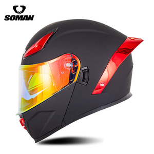 Nuevo Casco Modular Integral Abatible Soman F2 de Liberación Rápida con ABS, Gran Spoiler, Luz LED, 5 Ventilaciones, Lavable, Doble F2 - Product Image 2