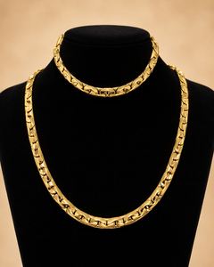 Conjunto de Joyería Clásico de Moda, Cadena Cubana y Collar Chapados en Oro de 14k para Hombre, Joyería para Boda, Compromiso y Fiesta - Product Image 6