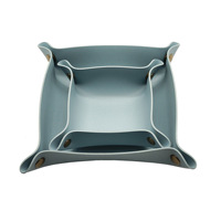 Plateau de rangement pliable multifonctionnel en cuir PU carré moderne et coloré pour la cuisine, la salle de bain, le bureau, les bijoux, les clés
