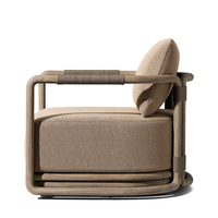 Fauteuils pivotants haut de gamme pour jardin, en teck résistant aux intempéries, avec design en corde tressée, pour l'extérieur