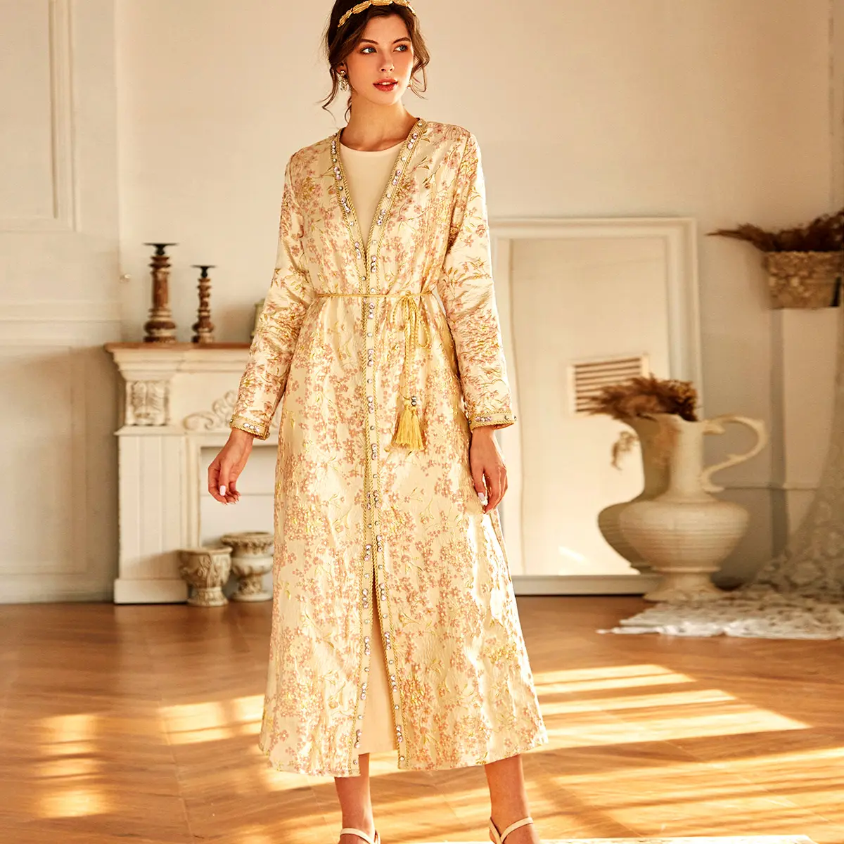Đầm Abaya Truyền Thống Thổ Nhĩ Kỳ Dubai Thêu 2023 Quần Áo Hồi Giáo Kaftan Đầm Ấn Độ Áo Choàng Nữ