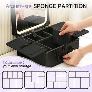 Professionnel 3 couleurs Dimmable LED éclairé étanche étui <span class=keywords><strong>de</strong></span> maquillage couverture miroir grande capacité voyage <span class=keywords><strong>Train</strong></span> boîte organisateur personnalisé - Product Image 3