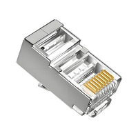 Conector Modular Ethernet FTP Blindado Cat 6 8P8C para Cables de Red, Cableado Estructural, Adaptador Metálico Chapado en Oro