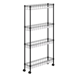 Chariot de rangement utilitaire mobile en fil métallique Chariot de rangement mince Chariot de cuisine étroit à 4 niveaux <span class=keywords><strong>sur</strong></span> roues pour les petits espaces - Product Image 4