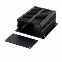 Boîtier de commande en aluminium noir mat 116*53*130mm avec trois ailettes de refroidissement et indice de protection IP54 pour alimentation électrique, amplificateur, équipement