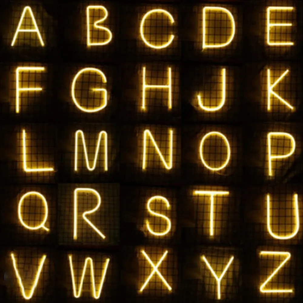 LED Alphabet Lettre de Néon Lumières Chapiteau Signe Lumière Lampe USB Batterie Exploité 0-9 A-Z blanc chaud pour Noël D'anniversaire De Mariage