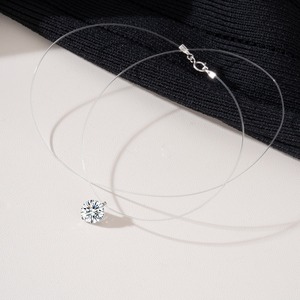 Grosir trendi senar pancing tak terlihat kalung perhiasan 925 perak murni kubik zirkon Moissanite liontin kalung untuk wanita - Product Image 3