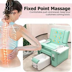 Luxury High End Green Nail Salon Spa Foot Pedicure Chairs Pipeless With 180 Degrees Adjustment Electric Pedicure <b>Massage</b> <b>Sofa</b> - Product Image 4