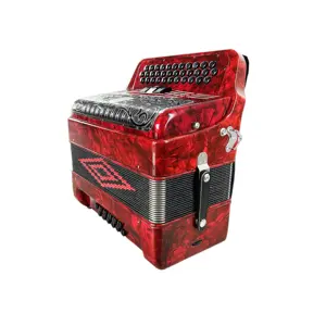 SEASOUND OEM 34 Buttons 12 Bass 3 Registers Red Accordion Black Silver Grill Black Buttons Accordions Musical JB3412C