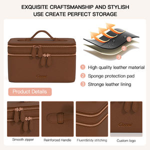 Модные сумки для хранения ювелирных изделий и косметики, кожаные портативные двухслойные дорожные сумки для косметики - Product Image 3