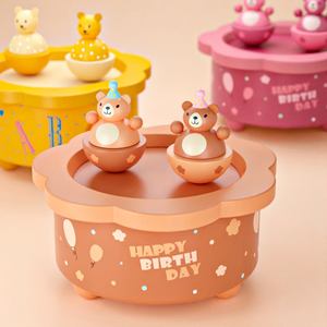 Jouet musical pour enfants La Doyee, boîte à musique en bois avec animaux dansants rotatifs, instrument de jeu pour enfants - Product Image 3