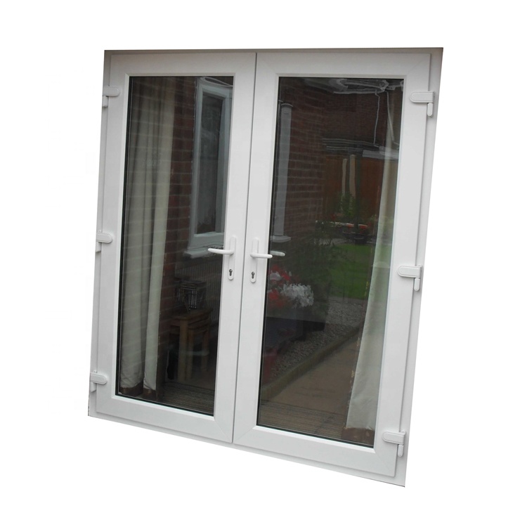UPVC створчатые ПВХ наружные французские стеклянные двери и окна