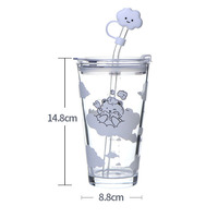 Tasses en verre clair créatif dessin animé nuage tasses en verre tasse à café logo personnalisé tasse imprimée avec couvercle et paille