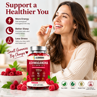 Gummies d'ashwagandha, 120 unités, saveur framboise, gummies d'ashwagandha en gros, complément alimentaire en marque privée