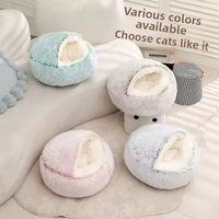 Long doux écologique tapis pour animaux de compagnie rond chat et chien lit maison chenil chaud panier coussin pour chats solide motif canapé