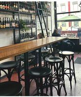 Chaises de bar modernes et simples en bois pour restaurants commerciaux, tabourets de bar sans dossier en bois de hêtre et rotin