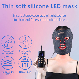 Masque facial LED rechargeable en silicone, 240 perles LED, photothérapie 4 couleurs (y compris infrarouge 850 nm), batterie 3000 mAh - Product Image 3
