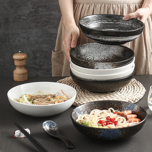Cuenco de fideos de cerámica japonés personalizado, vajilla creativa para restaurante, uso doméstico, servir fideos de sopa poco profundos <span class=keywords><strong>Lamian</strong></span> - Product Image 1
