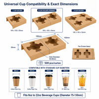 Support de tasses jetables personnalisé en papier biodégradable Kraft avec poignée pour emballage à emporter