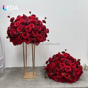 ลูกบอลดอกไม้สีแดงเบอร์กันดีขนาด 60 ซม. ของ LEDA ลูกบอลดอกไม้ประดิษฐ์สำหรับจัดโต๊ะกลางในงานแต่งงานและงานอีเว้นท์ต่างๆ - Product Image 1