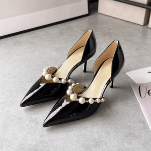 Zapatos de tacón de aguja D'Orsay Jimmy Classic con perlas decorativas y recortes laterales, ideales para despedidas de soltera y invitadas de boda - Product Image 6