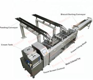 Complete Fully Automatic Durable Two Lane Small Cream Filling Biscuit <strong>Making</strong> <strong>Machine</strong> For Sandwich Biscuit With Cookies - Product Image 3
