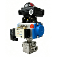 Vanne à boisseau sphérique pneumatique à plateforme haute en acier inoxydable 304/316L, trois pièces, raccord à collier, taille de port 1/2-4 pouces, personnalisable ODM/OEM
