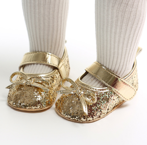 Chaussures plates à paillettes scintillantes à semelle souple pour bébés filles de 6 mois, ensemble chaussures et bandeau pour nouveau-nés et tout-petits - Product Image 3