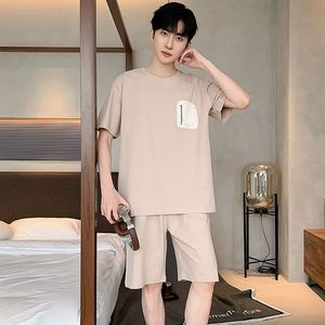 Venta caliente verano nuevo algodón cuello redondo moda Casual guapo suave cómodo <span class=keywords><strong>pijamas</strong></span> de hombre se puede usar afuera - Product Image 4