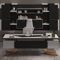 Ensemble de chaise de bureau de direction de luxe en cuir modulaire en MDF facile à assembler, design moderne, tiroir de rangement pour dossiers
