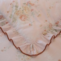 Parure de lit 100% coton imprimée réactive, jupe de lit double couche à volants en dentelle et gaze, style pastoral princesse