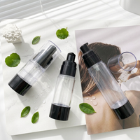 Flacon cosmétique vide rechargeable sans air noir avec pompe à lotion, 50 ml, 30 ml, 20 ml, flacon en plastique personnalisé pour crème pour le visage, crème pour les yeux