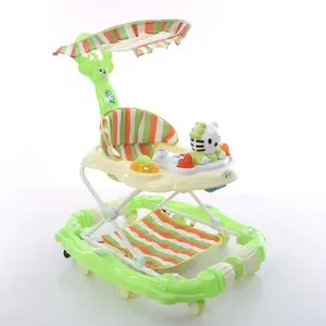 Tốt Nhất Bán 8 Bánh Xe Chống-Rollover Bé Đi Tập Đi Với Đẩy Xử Lý/Tốt 2-Trong-1 Rocking Horse Có Thể Điều Chỉnh Âm Nhạc Bé Tập Đi