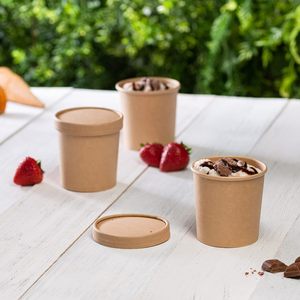 Gobelet à soupe en papier kraft biodégradable et compostable personnalisé pour nouilles, pizza, curry, soupe chaude avec couvercles - Product Image 4