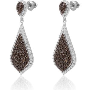 Teardrop Dangle <b>Earrings</b> 2.67 Cttw Round Cut Brown Diamond 925 Sterling <b>Silver</b> Prong Set <b>Wedding</b> Jewelry for Women - Product Image 3