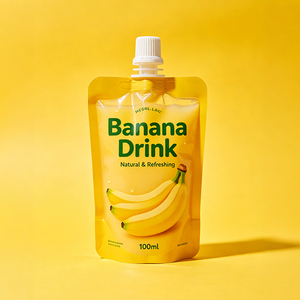 Pochette à bec verseur personnalisée en plastique écologique pour boissons liquides, 100 ml, pour jus de <span class=keywords><strong>banane</strong></span>, avec bouchon - Product Image 1