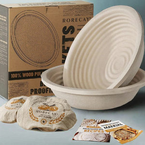 Cestas de fermentación de masa de panadería <span class=keywords><strong>JOHO</strong></span> de pulpa de madera, juego de 2 de 9 pulgadas, 2.2 lb, antiadherentes, aptas para lavavajillas, ecológicas y seguras para alimentos - Product Image 3
