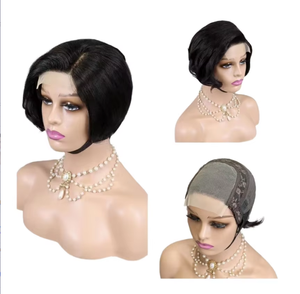 Perruque à Closure 4x4 Coupe Courte Pixie Cheveux Humains Brésiliens 100% Style Lisse Dentelle Transparente Vente Chaude pour Femmes Noires - Product Image 2
