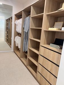 Prima Premium Walk in <strong>Wardrobe</strong> System All White Oak Engineered Wood Cabinetry Textured Shelf <strong>Inserts</strong> <strong>Wardrobe</strong> - Product Image 3