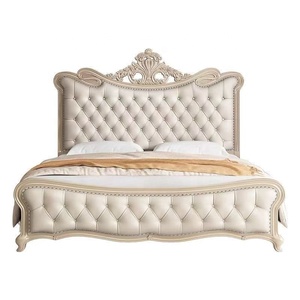 Lit de luxe en bois avec rangement, tête de lit capitonnée, style <span class=keywords><strong>palais</strong></span> européen, réglable, pliable, massant, inclinable, convertible, lit de princesse 1,8 m - Product Image 6