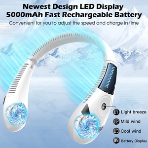 Nouveau design, ventilateur de cou portable sans pales, rechargeable, électrique, à affichage numérique LED, pliable, pour l'extérieur, avec trois vitesses - Product Image 3