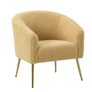 Wohnzimmer Modern Einzelsessel Nordischer Fass-Akzentsessel mit Goldenen Metallbeinen - Product Image 4