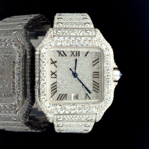 Reloj Hip-Hop Cuadrado de Alta Gama con Moissanita VVS, Correa de Acero Inoxidable, Cristal Personalizado con Diseño de Panal de Abeja, Resistente al Agua 10 Bar - Product Image 1